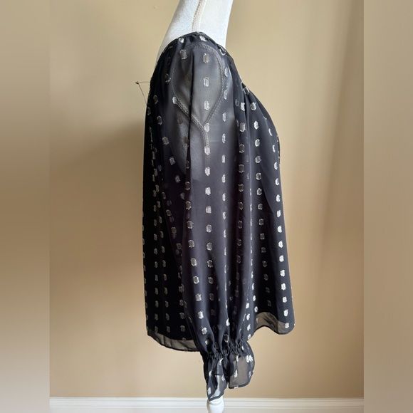 🔥HP🔥 Talbots Petite Sheer Black Blouse with Silver Metallic Accents NWT - Picture 4 of 8